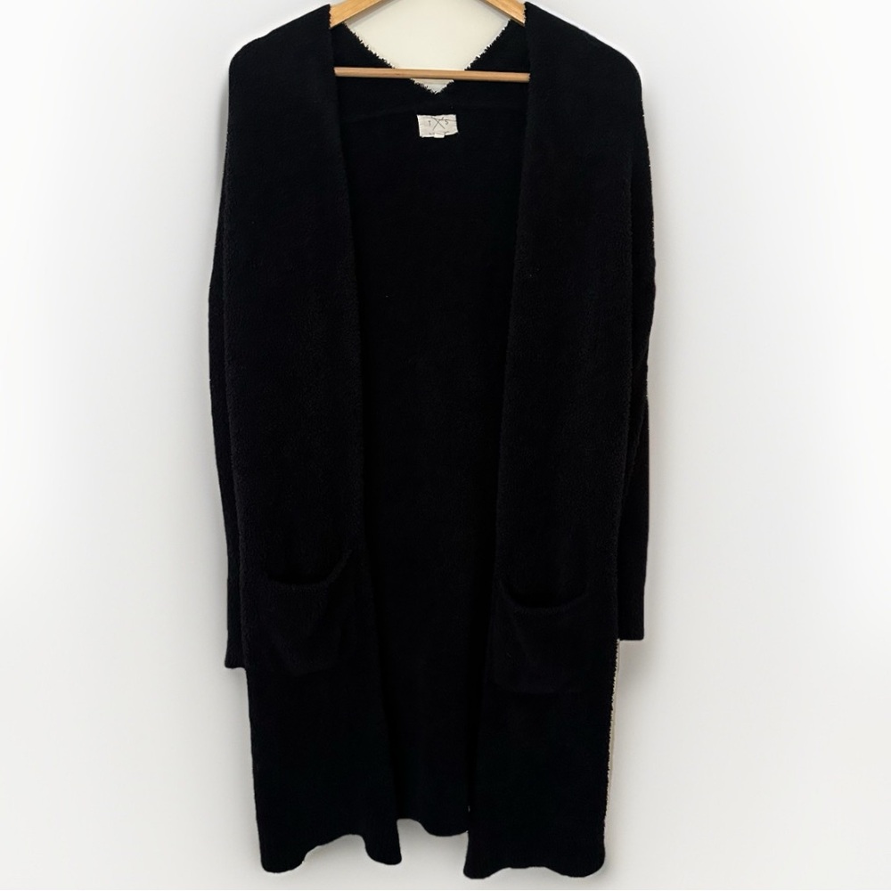 Tread & Supply Women’s M Plush Soft Open Cardigan Black Oversized Warm Comfy - Picture 2 of 9